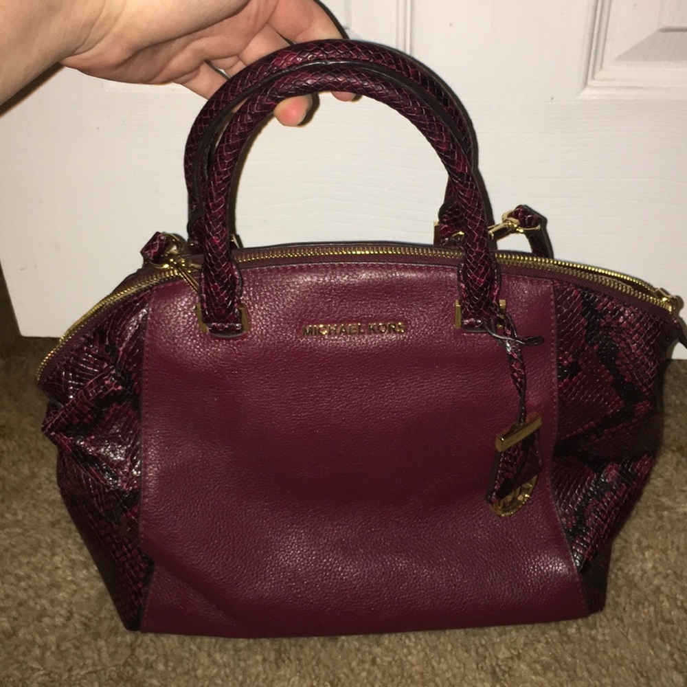 Michael Kors Maroon Gator Purse